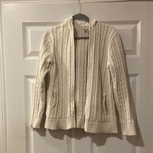 🧡 Women’s L.L. Bean Cream Cable-Knit Zip Hoodie Sweater